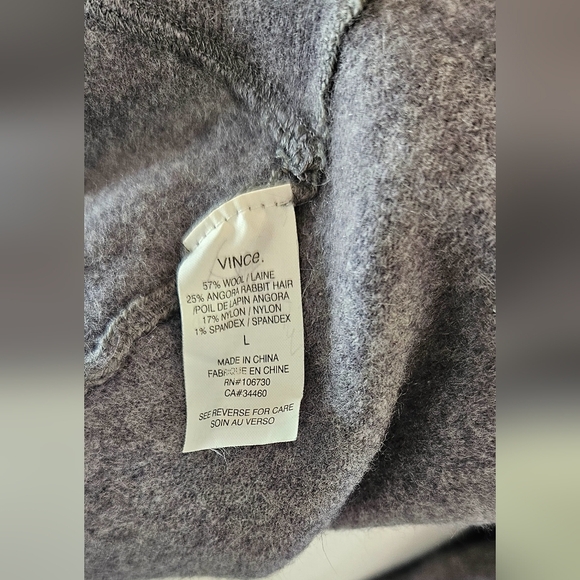 Vince Grey Wool Angora Blend Boat Neck High-Low Sweater Lg - Picture 8 of 8